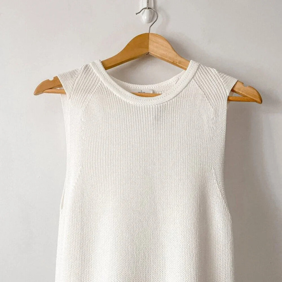 Aritzia Wilfred Palmier Side Split Knit Sleeveless Sweater Oak White Size Small - Picture 5 of 9